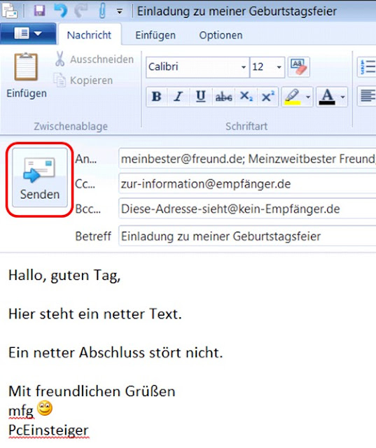 PcEinsteiger EMail an mehrere Empfänger senden
