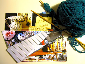 Bookmarks printed from photos of my miniatures and the first row of a teal miniature flokati rug in progress