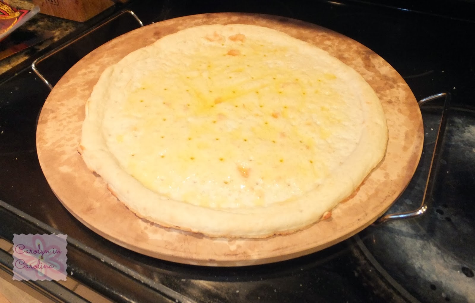 Carolyn in Carolina Fontina Cheese, Red Onion and Tomato Pizza