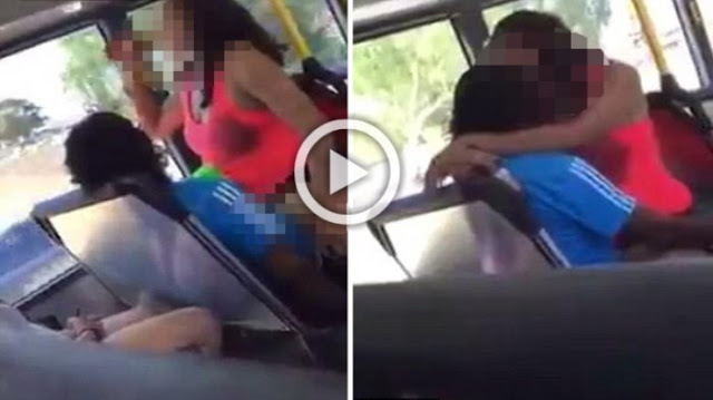 A hot threesome in the bus