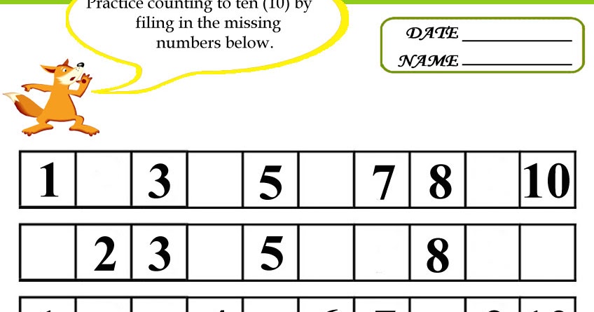 Kids Under 7: Fill in the Missing Numbers Worksheets