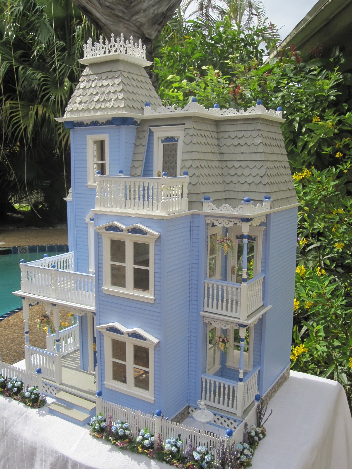 Dollhouses by Robin Carey The Glenview Drive Blue Victorian Dollhouse