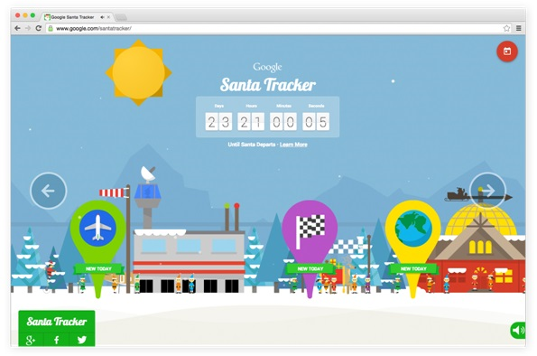 Race with Rudolph and skydive with Santa in the countdown to December 24th Google Santa Tracker