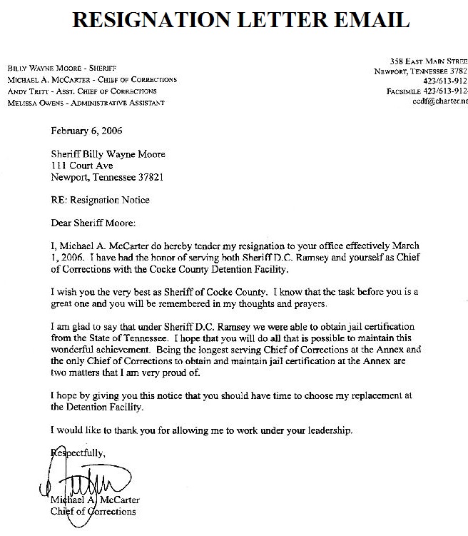 email marketing templates sample resignation email