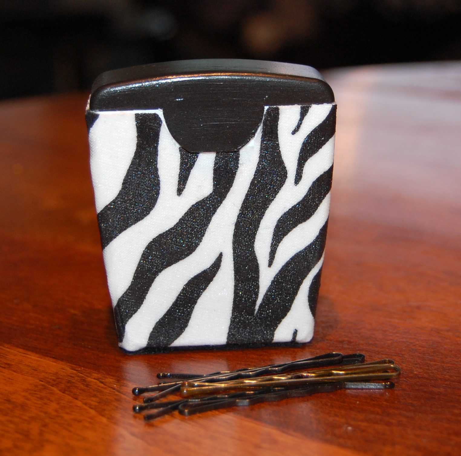 Fancyfree crafts DIY bobbypin holder from a dental floss container