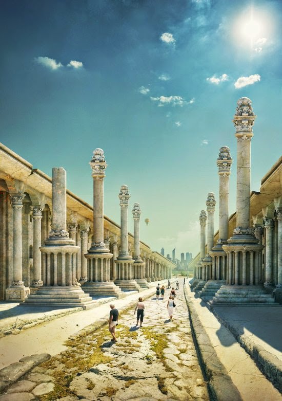 As maravilhas do mundo antigo intactas ainda hoje nas ilustrações/foto-manipulações de Evgeny Kazantsev Evgeny Kazantsev ilustrações photoshop maravilhas mundo antigo histórico