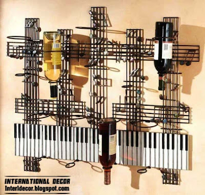 spectacular rack for bottles in the form of piano keys