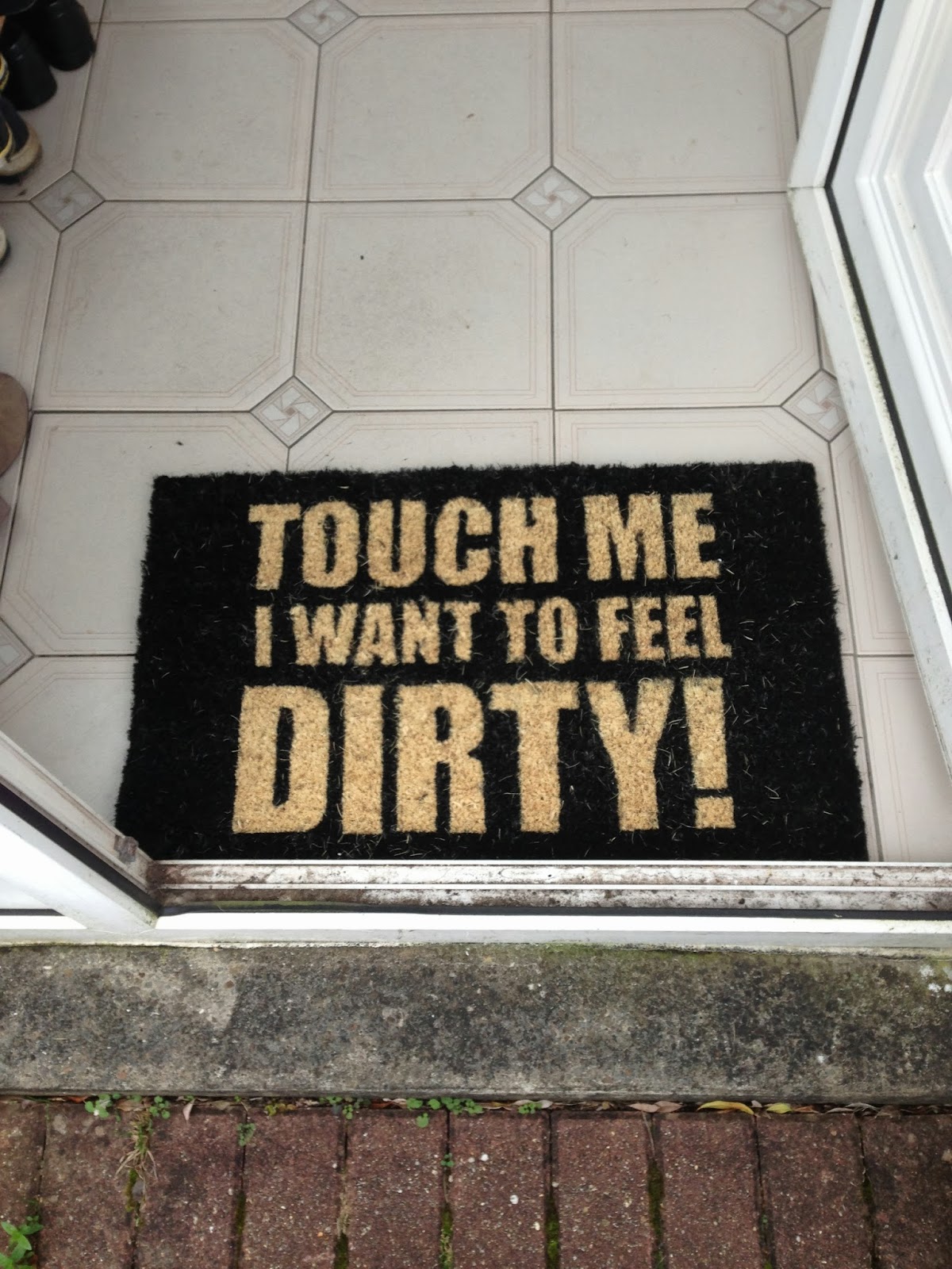 Review Home Treats 'Touch me, I want to feel Dirty' Doormat Daisy Dayz