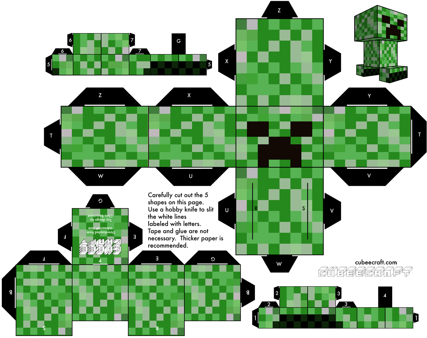 How To Make A Papercraft Creeper From Minecraft