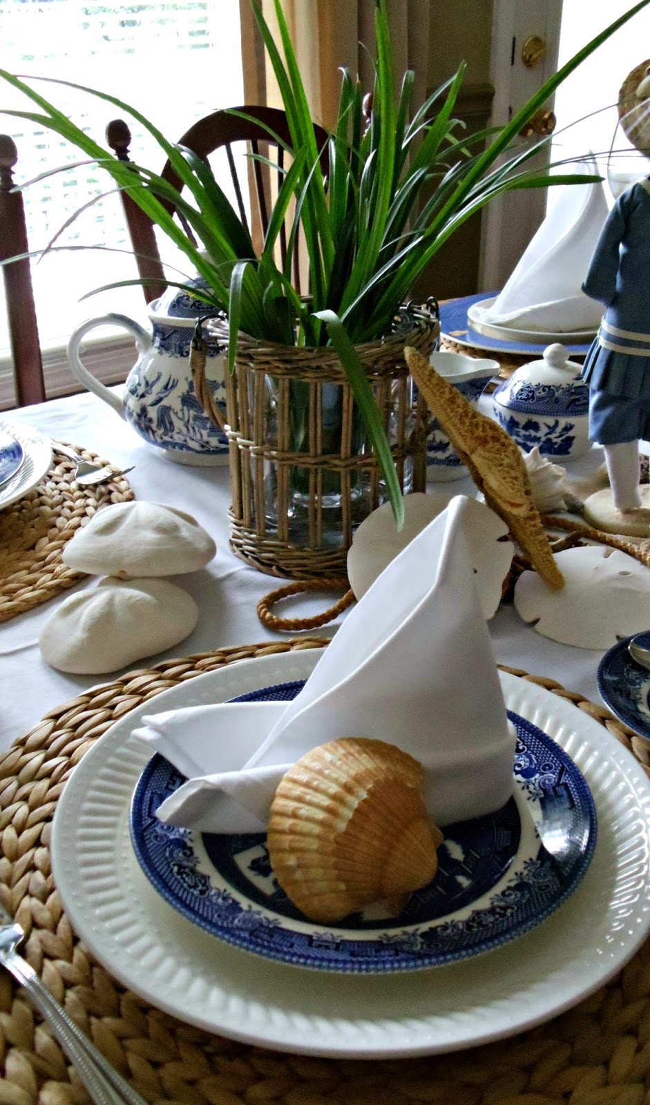 Upstairs Downstairs Shelly's Seashell Tablescape