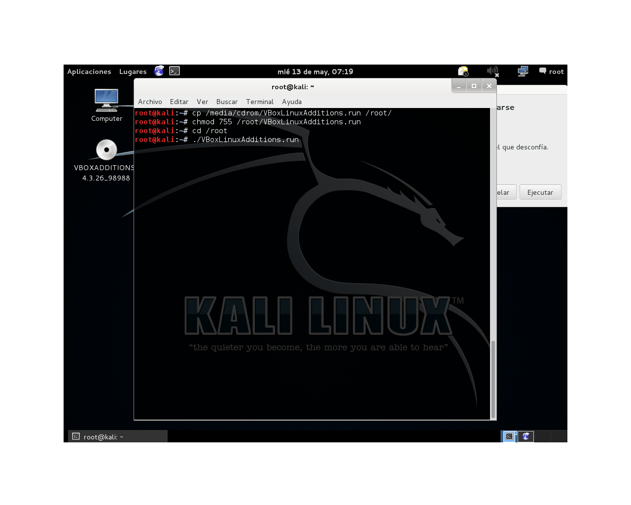 virtualbox kali