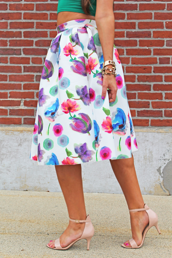 A Mix of Min Lulu's Watercolor Floral Midi Skirt