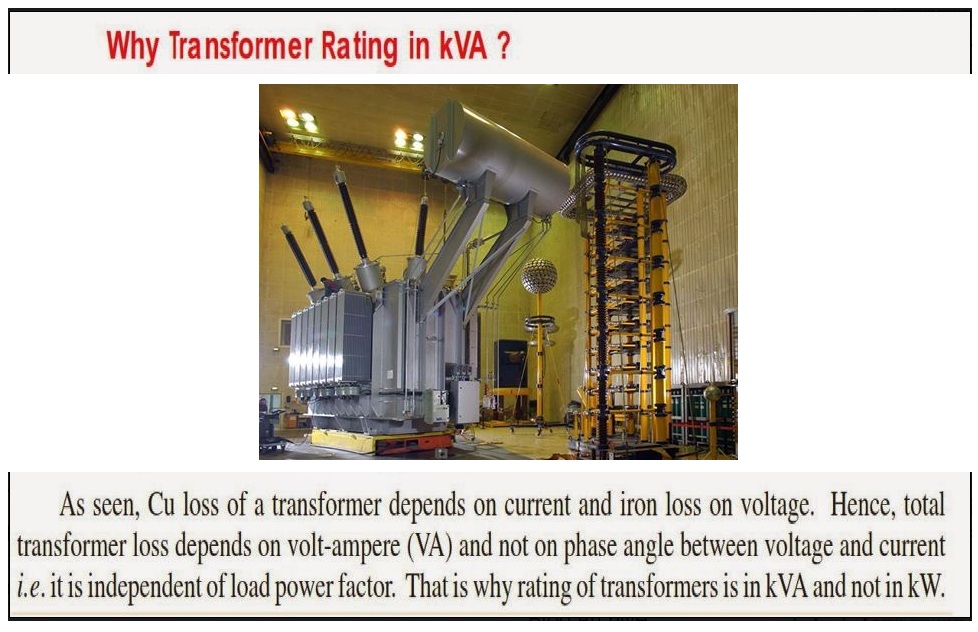 Why Transformer Rating in KVA ? Elec Eng World