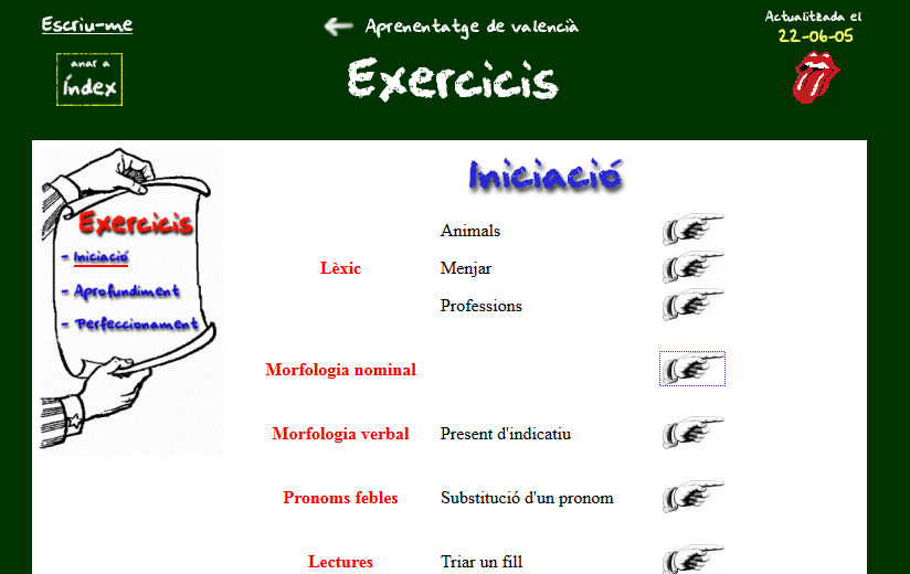 http://www.ua.es/personal/robert.escolano/aprenentatge/exercicis/iniciacio.htm