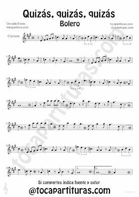 Perhaps perhaps perhaps by Osvaldo Forres Sheet Music for clarinet Quizas quizas quizas Boleros Music Scores