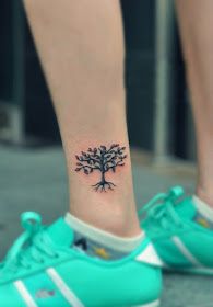 tree tattoo on the ankle