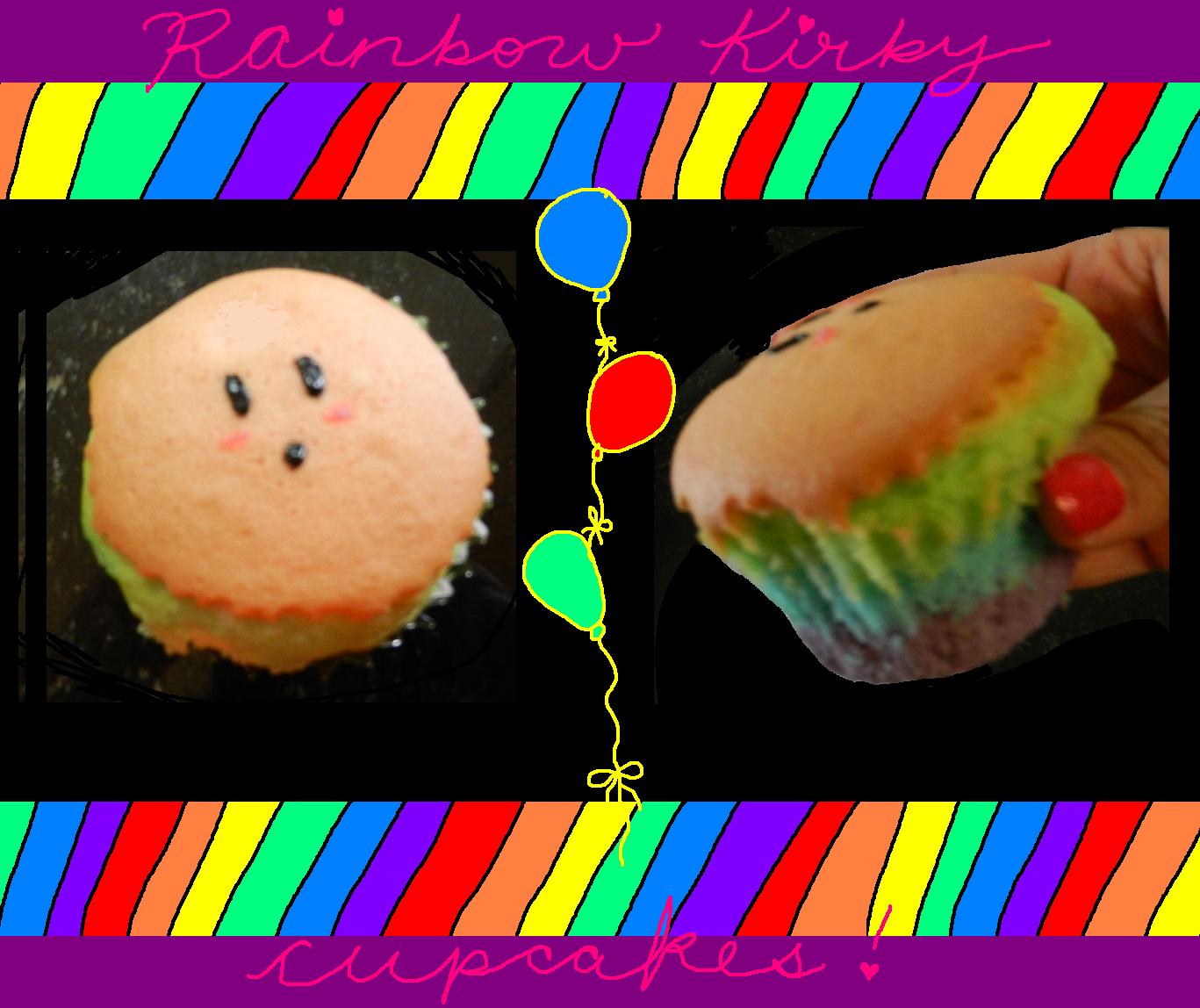 Sharmycakes How to make Rainbow Kirby Cupcakes