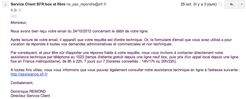 adresse service client canal