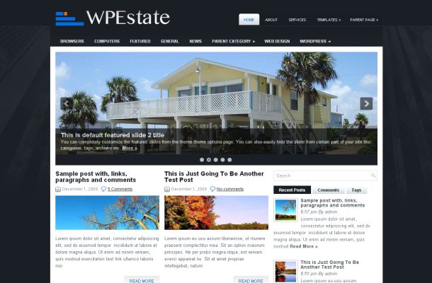 Real Estate Business Black Wordpress Theme Template