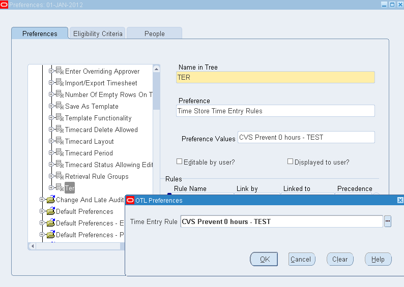 Custom Time Entry Rules in Time and Labour (OTL) Prevent 0 hours time