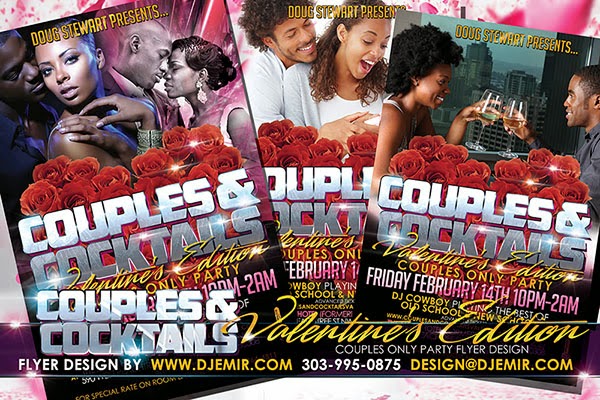 Couples and Cocktails Grown And Sexy Valentine's Day Party Flyer Design Couples and Cocktails Grown And Sexy Valentine's Day Party Flyer Design