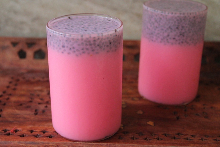 Sabja Rose Milk Recipe How to Make Rose Milk with Basil Seeds Yummy Tummy