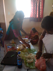 Day 24: Picture of the day ... Sangitha preparing a wonderful lunch.. note the banana leafs..