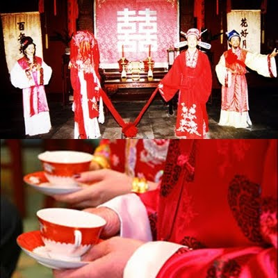 The wedding date ceremony ends with a feast which features elaborate Chinese