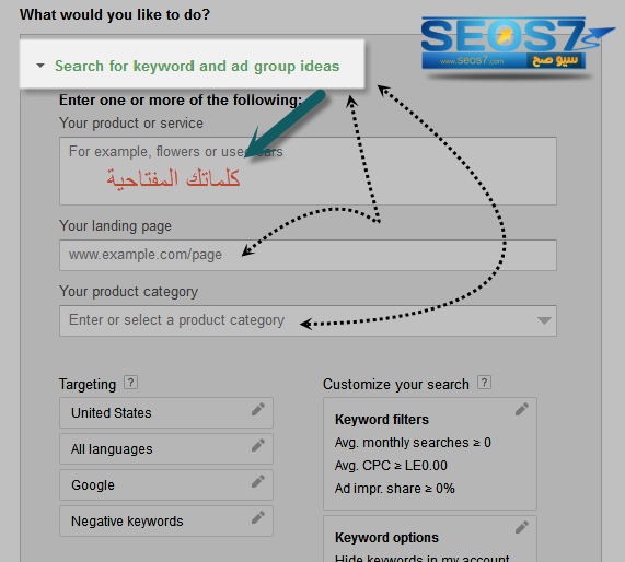 شرح أداة Keywords planner الجديدة من جوجل شرح أداة Keywords planner الجديدة من جوجل