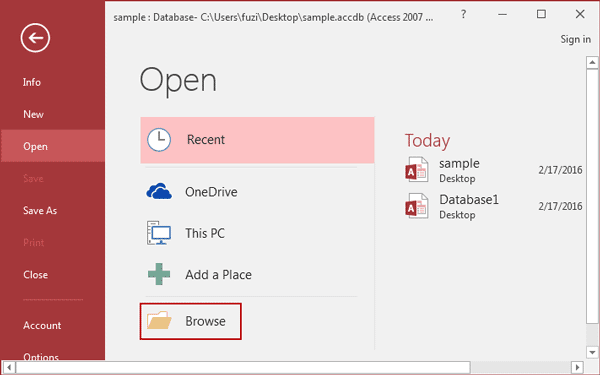 browse computer to search access database browse computer to search access database