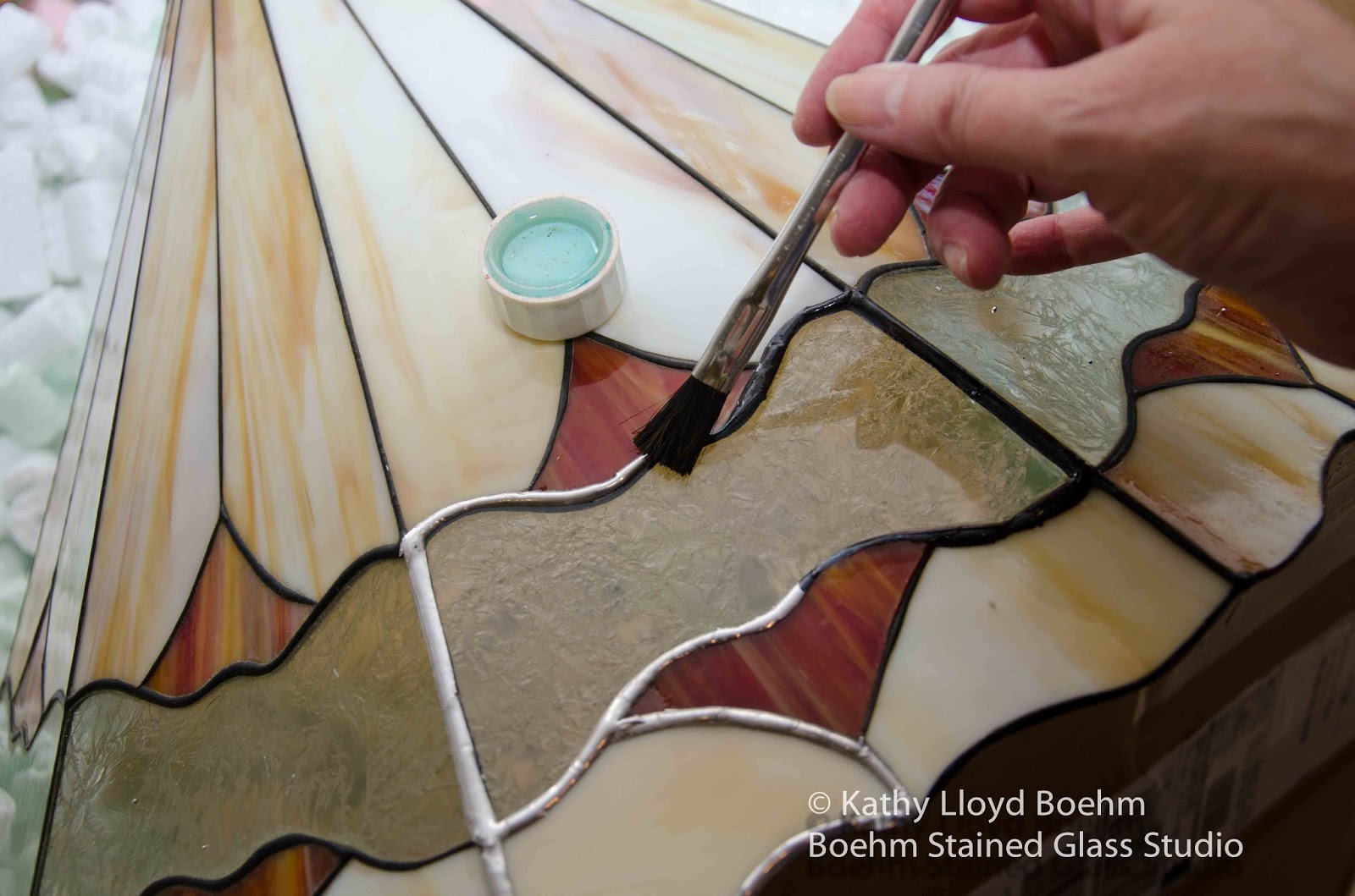 Boehm Stained Glass Blog Amber and Glue Chip Glass Lamp Repair