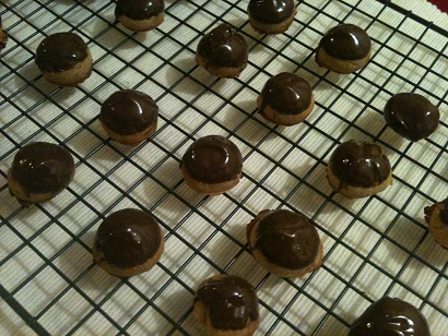 Chocolated Coated Peanut Butter Snail Cookies