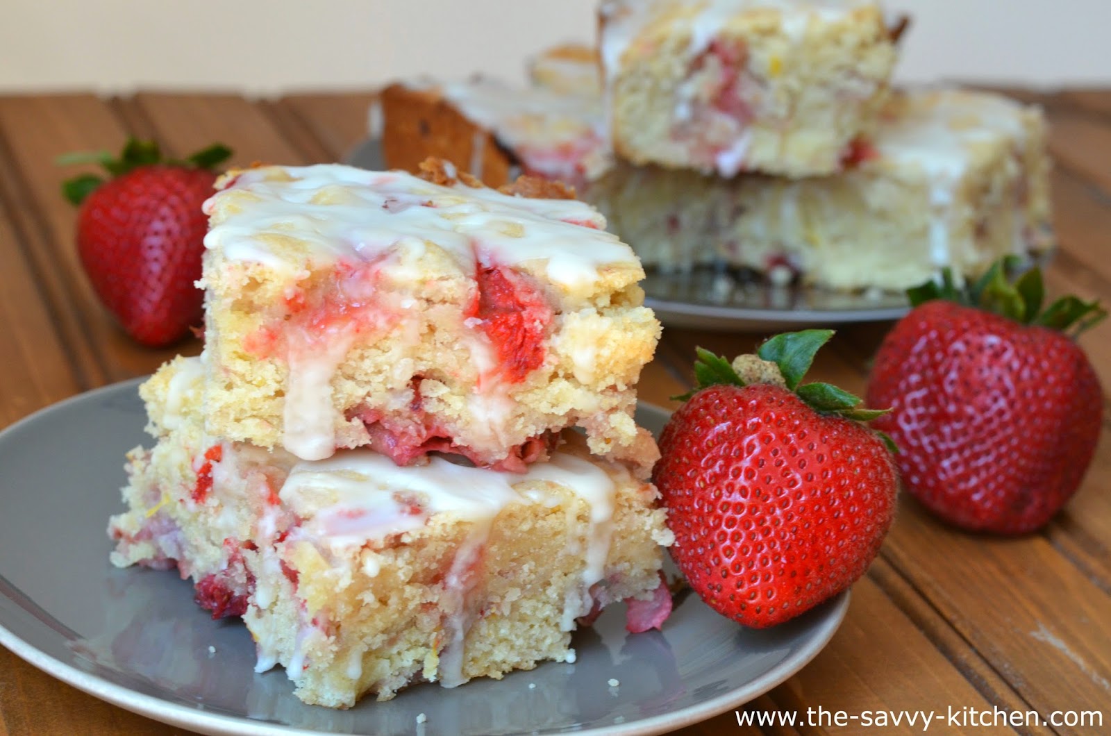 The Savvy Kitchen Glazed Strawberry Lemon Sugar Cookie Bars