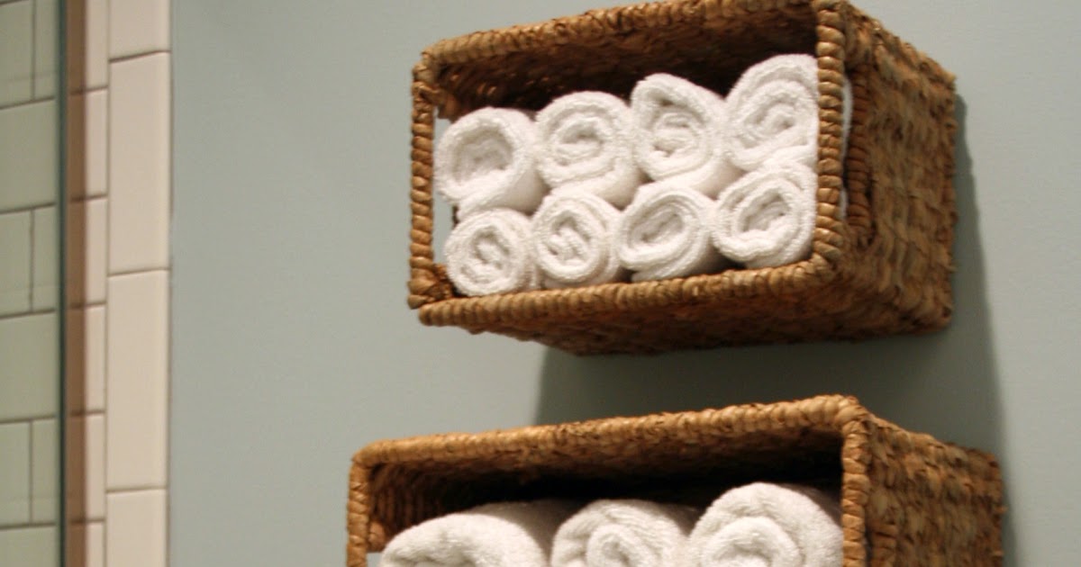 Stuck on Hue Design solution Wall baskets for bath linen storage