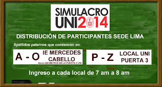 Resultados Simulacro UNI 2014 2, 29 de Junio