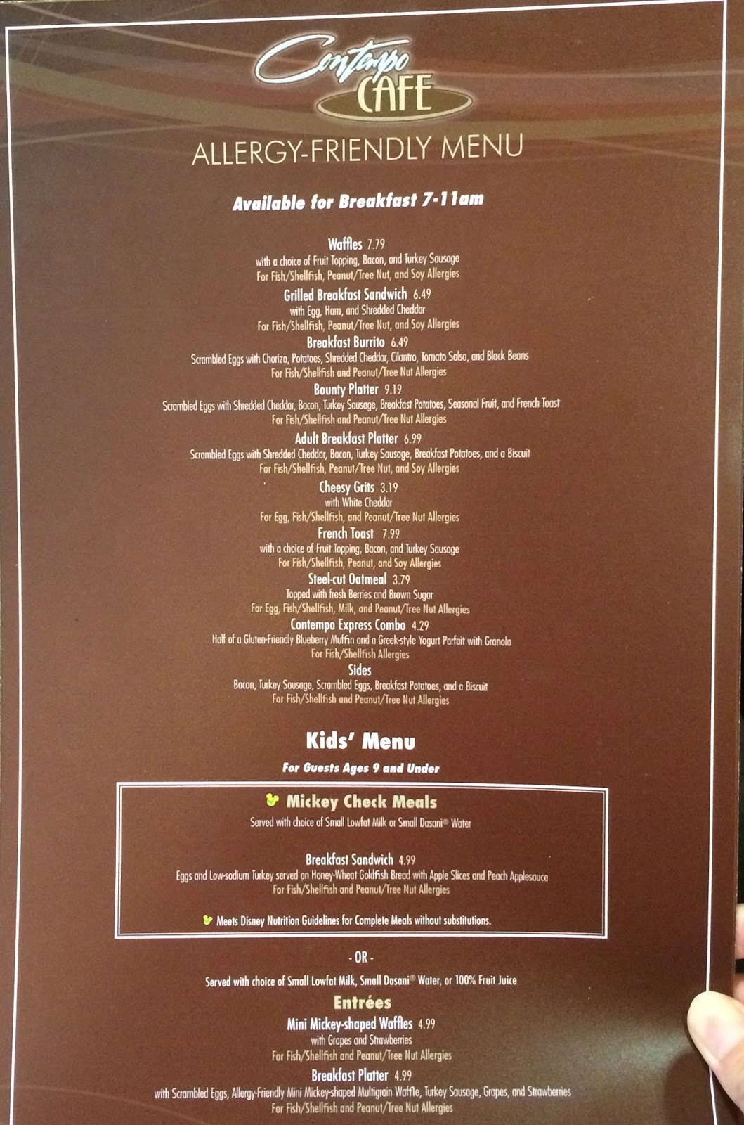 Contempo Cafe Allergy Menu Contempo Cafe Allergy Menu