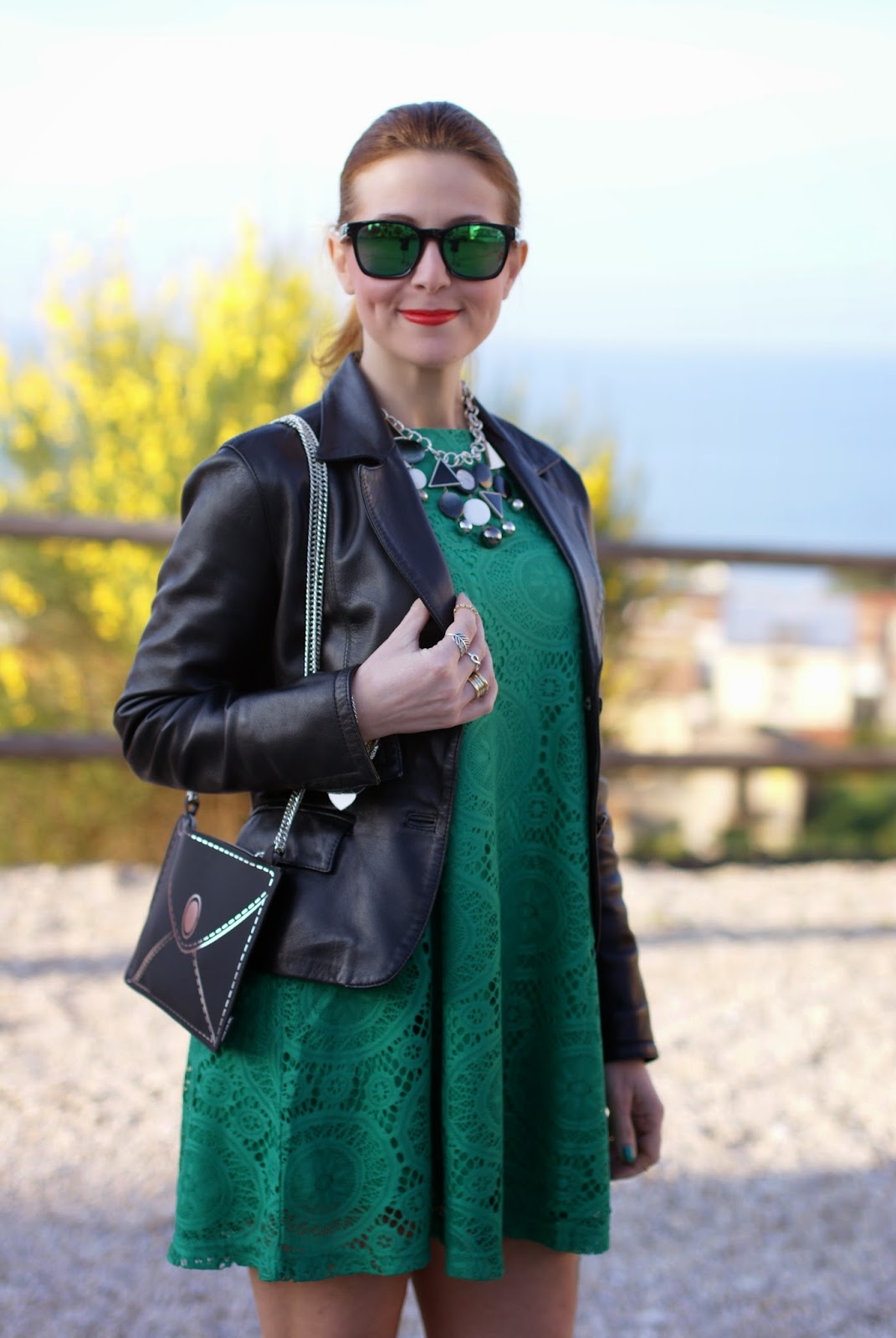 Vitti Ferria Contin collana, Today I'm me evening bag, Sheinside green lace dress, Fashion and Cookies, fashion blogger