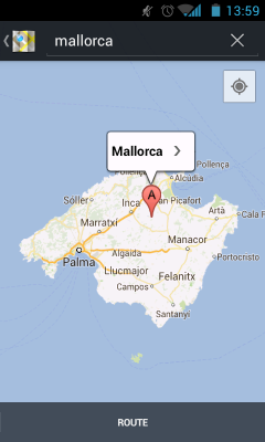 Ein Screenshot zeigt Mallorca als Kartenmaterial