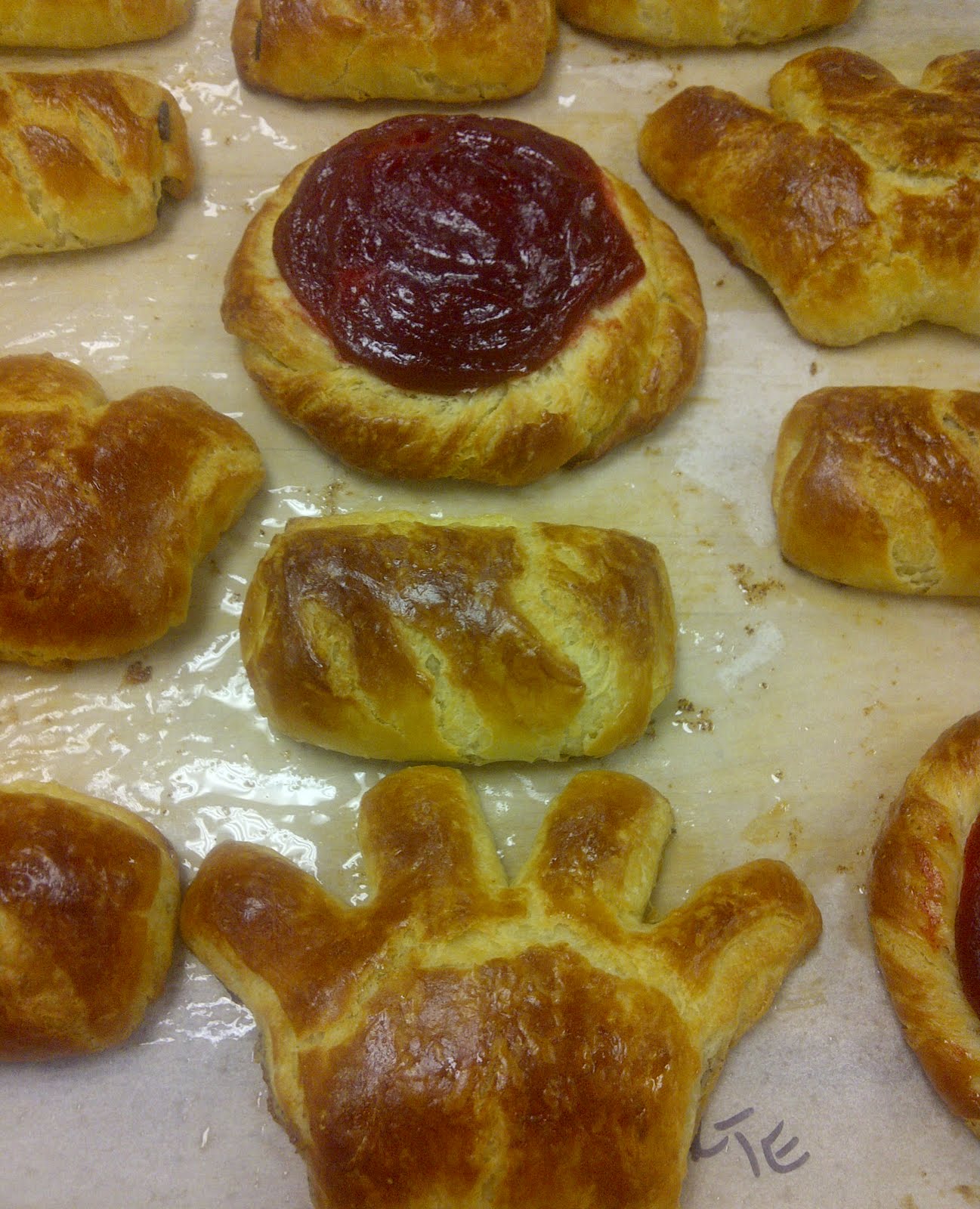 For Bake's Sake Bear Claws, Fruit Strips and Pain Chocolate Danish
