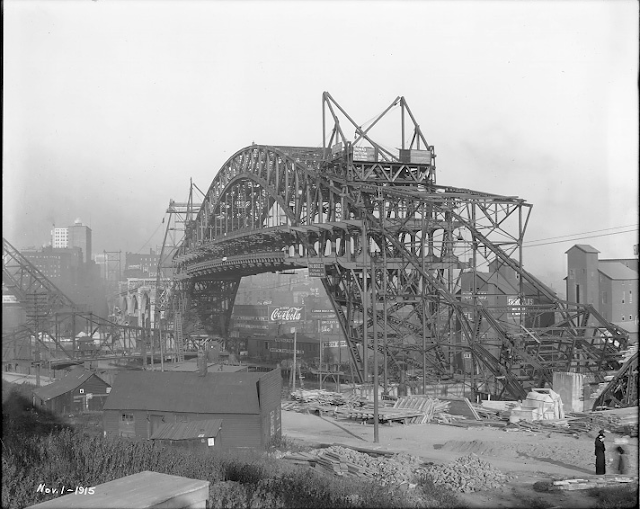 vintage cleveland Detroit-Superior (Veterans' Memorial) Bridge, 1 Nov. 1915 #vintage #cleveland #ohio