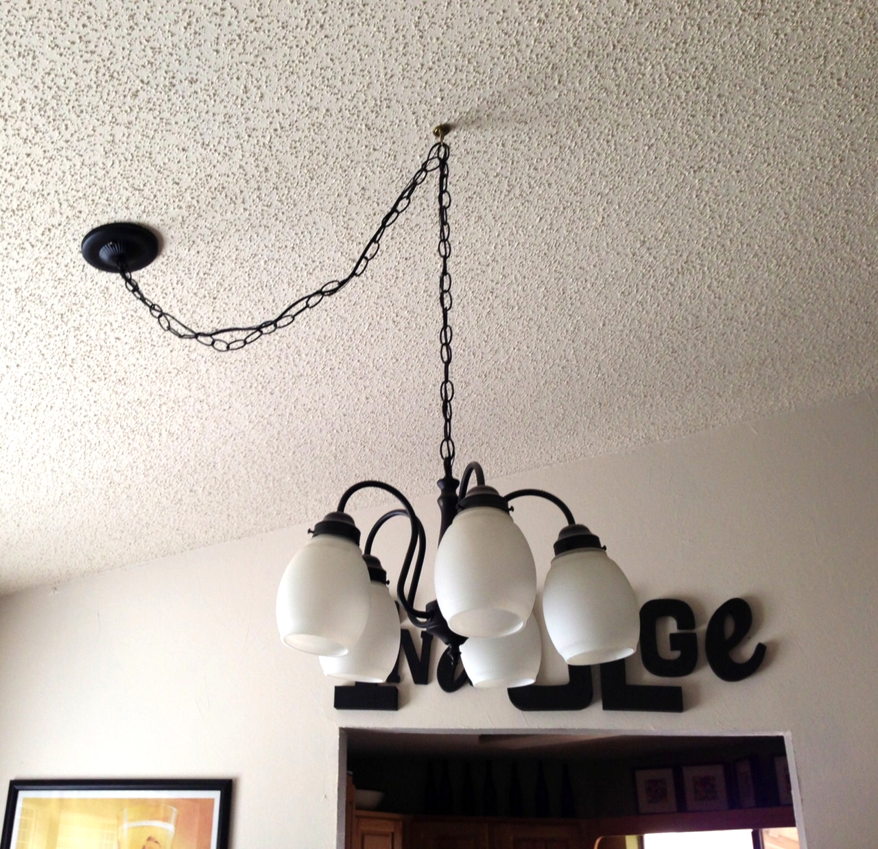  home with the Ayres New Chandelier & DIY Rope Light Chain Cover