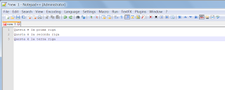 Notepad++ inserimento di più righe