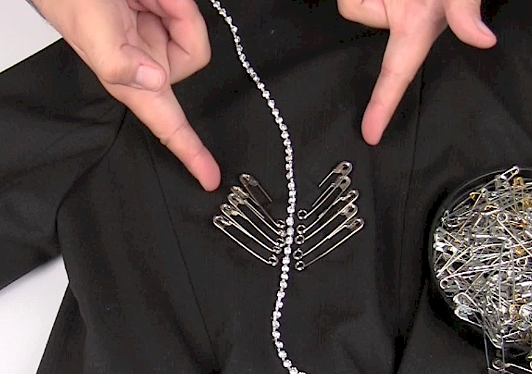Mark Montano Safety Pin Feather Jacket DIY