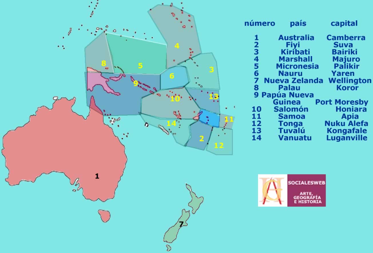 Mapa Oceania Politico