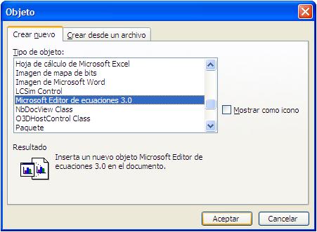 Microsoft Editor De Ecuaciones 3.0.