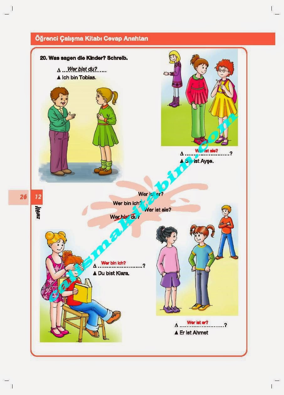 4. SINIF ALMANCA ÇALIŞMA KİTABI CEVAPLARI MEB YAYINLARI SAYFA 12