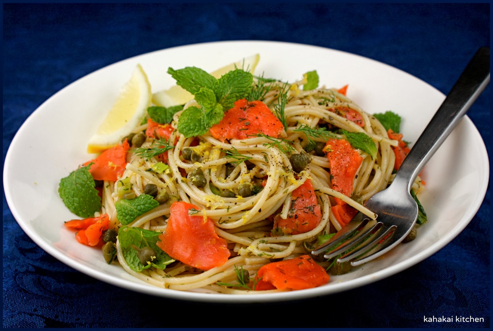 Kahakai Kitchen Lemon and Dill Smoked Salmon Pasta from Donna Hay