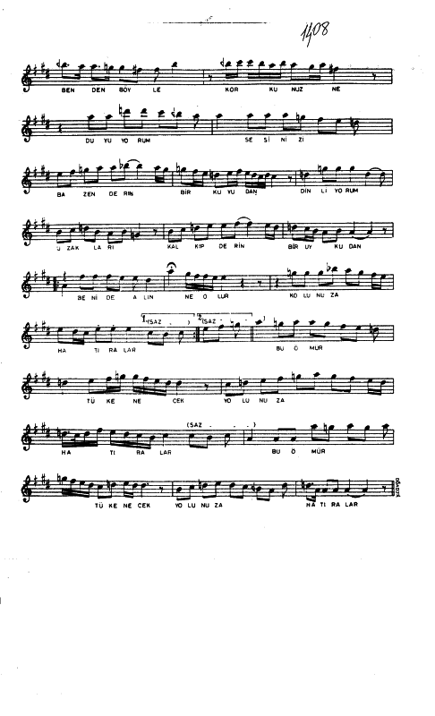 Beni de alın ne olur koynunuza hâtıralar Notalar Sözleri