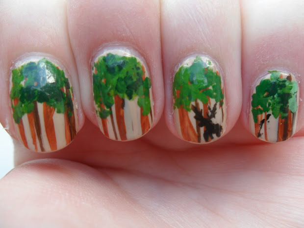 sara fisk; nail art forest