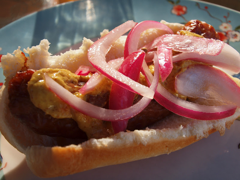 Cook The Hell Out of It! Smoked Beer Brats with Pickled Red Onions